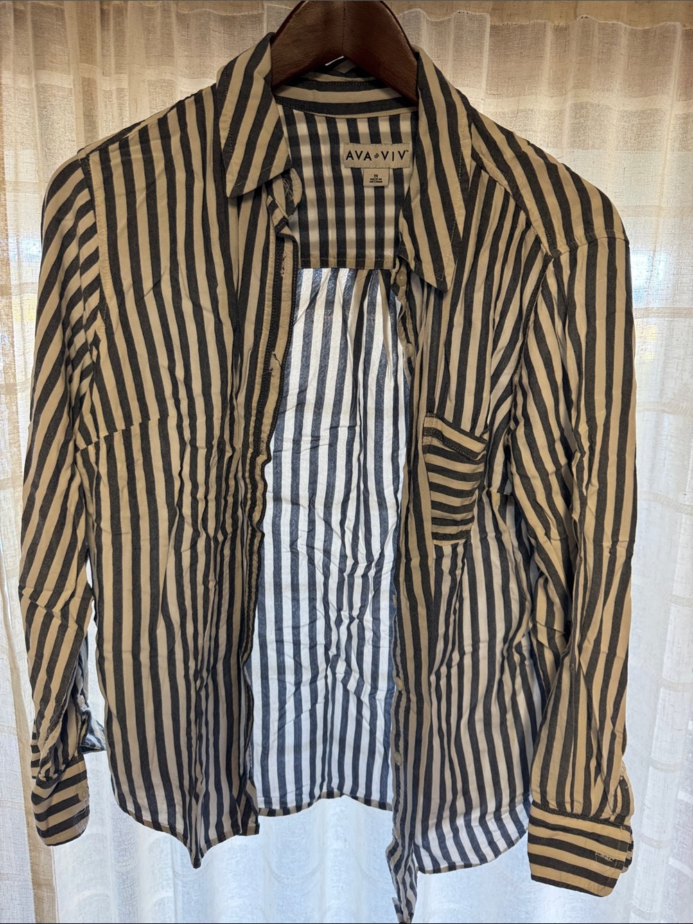 Navy and White Stripe Shirt
